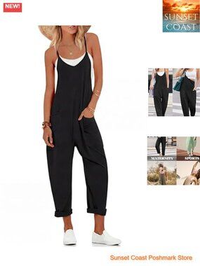 Womens Sleeveless Casual Summer Overalls Jumpsuit Romper Loose Fit